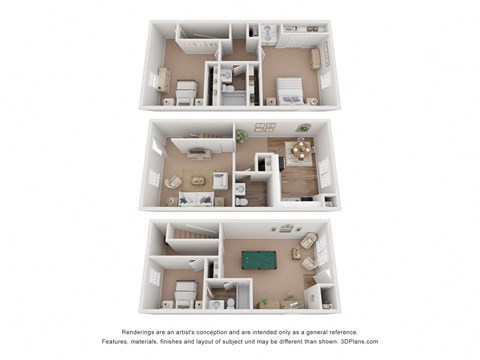 The Hamilton Floor Plan at Hyde Park Townhomes, PRG Real Estate Management, Chester, VA, 23831